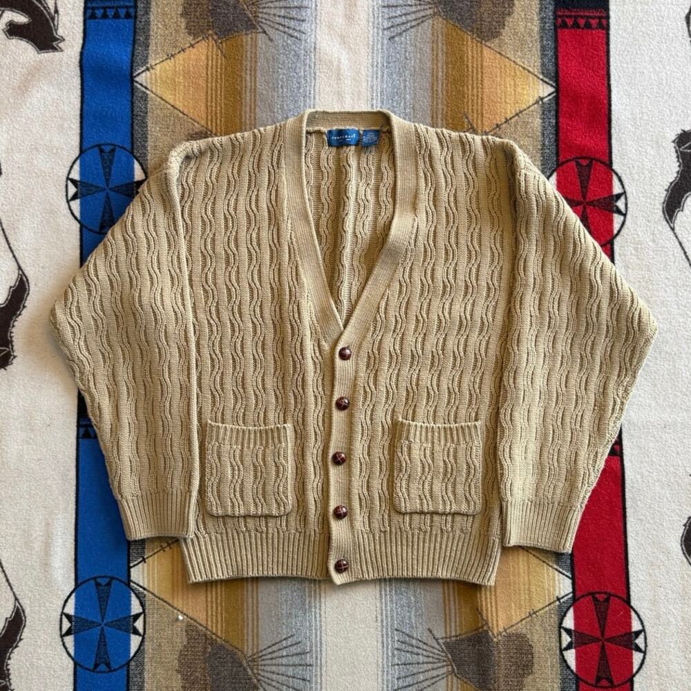 Vintage 90s Men’s Towncraft Cardigan Knit Sweater Size Large Kurt Cobain Grunge